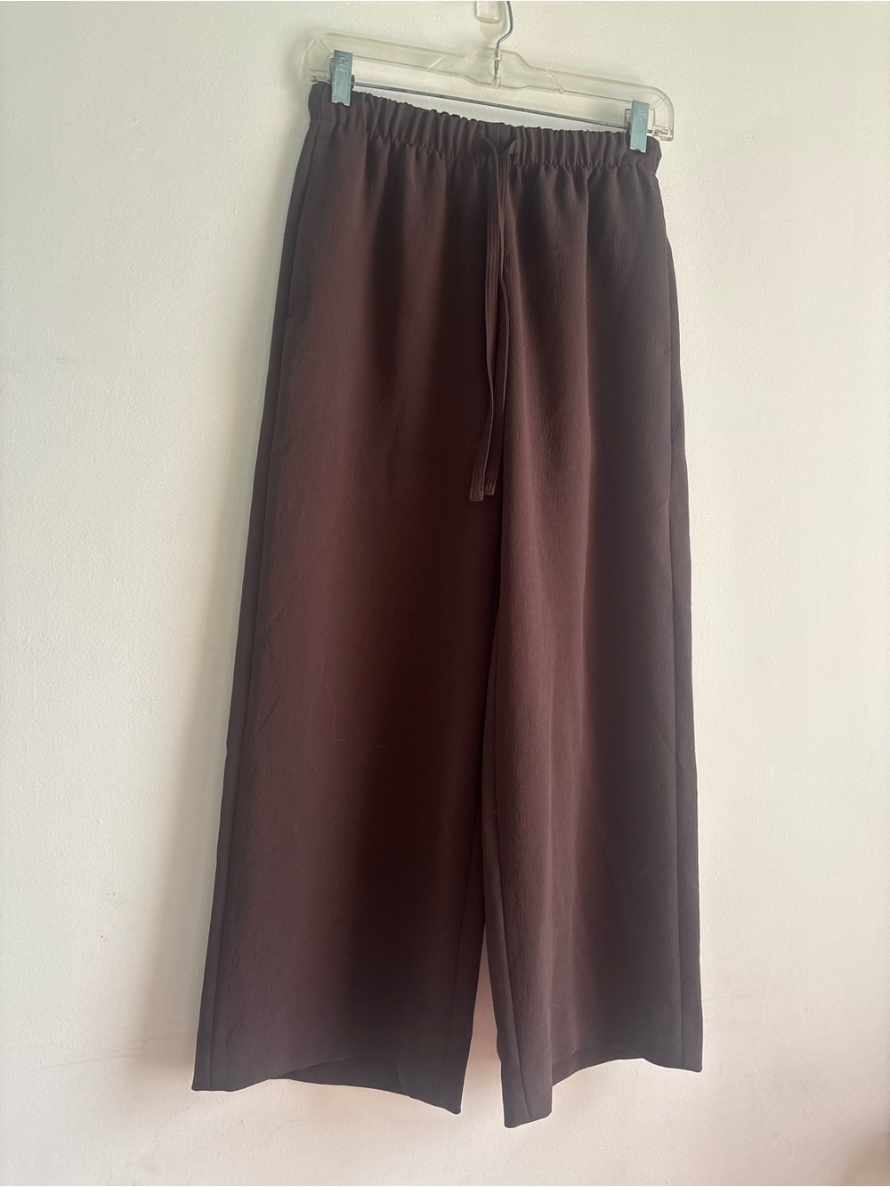 Aritzia Wide-Leg Drawstring Pants in Dark Brown